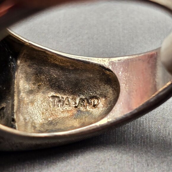 Sterling Silver A925 Black Onyx Dome Ring Size 10 Vining Leaf Scroll 8.81g - Picture 5 of 12